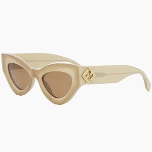 Fendi Beige Cat Eye Sunglasses with Gold Accent